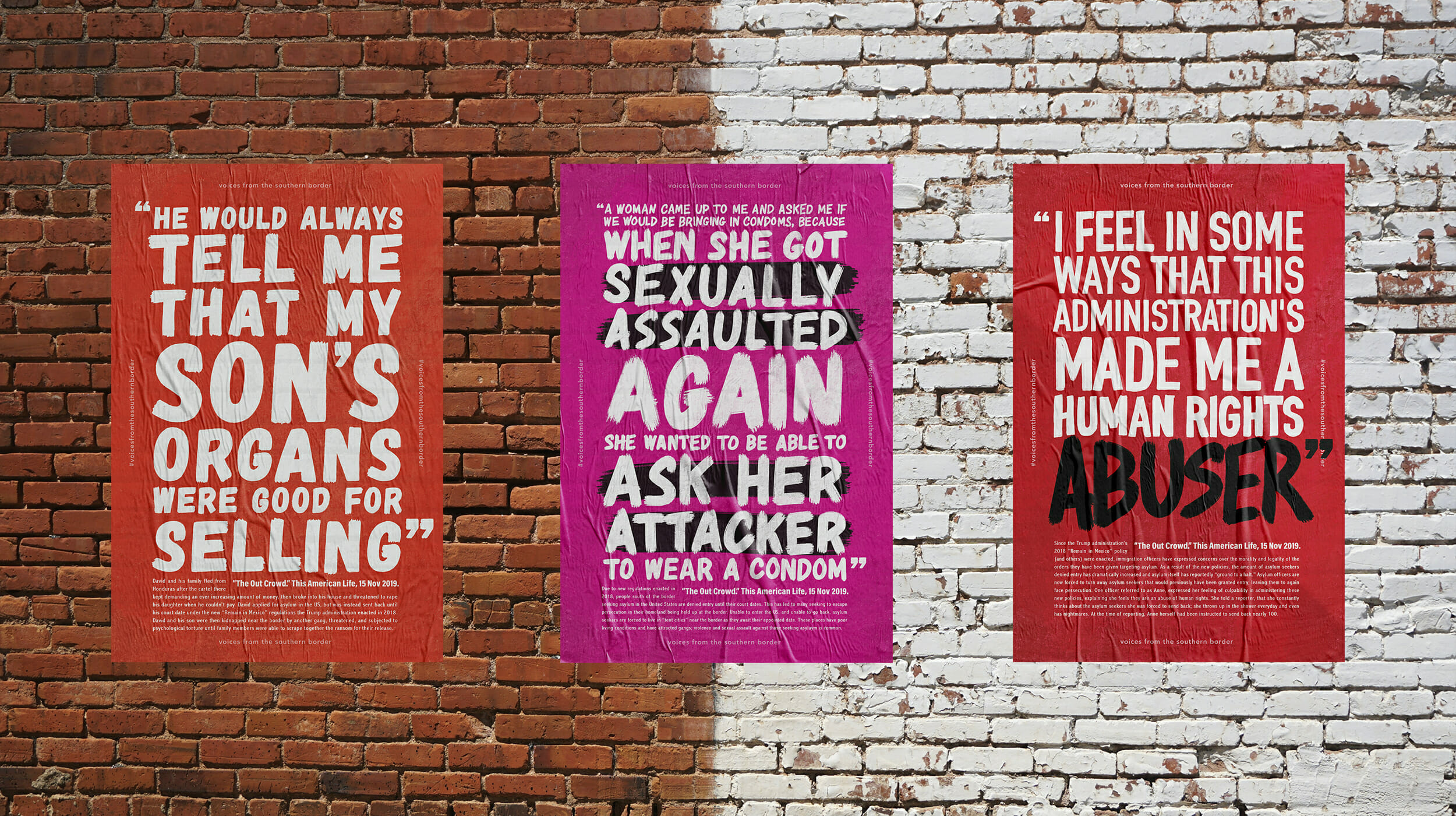 Three posters on a wall